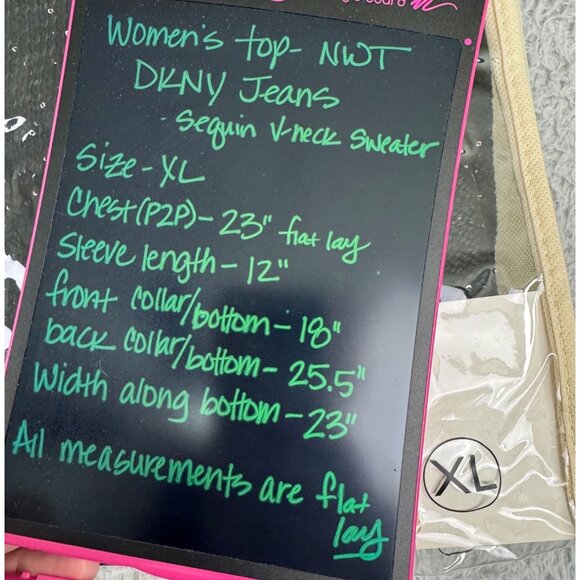 DKNY Jeans Womens Sequin V-Neck Sweater XL Blue Light Soft Comfortable - Picture 10 of 11